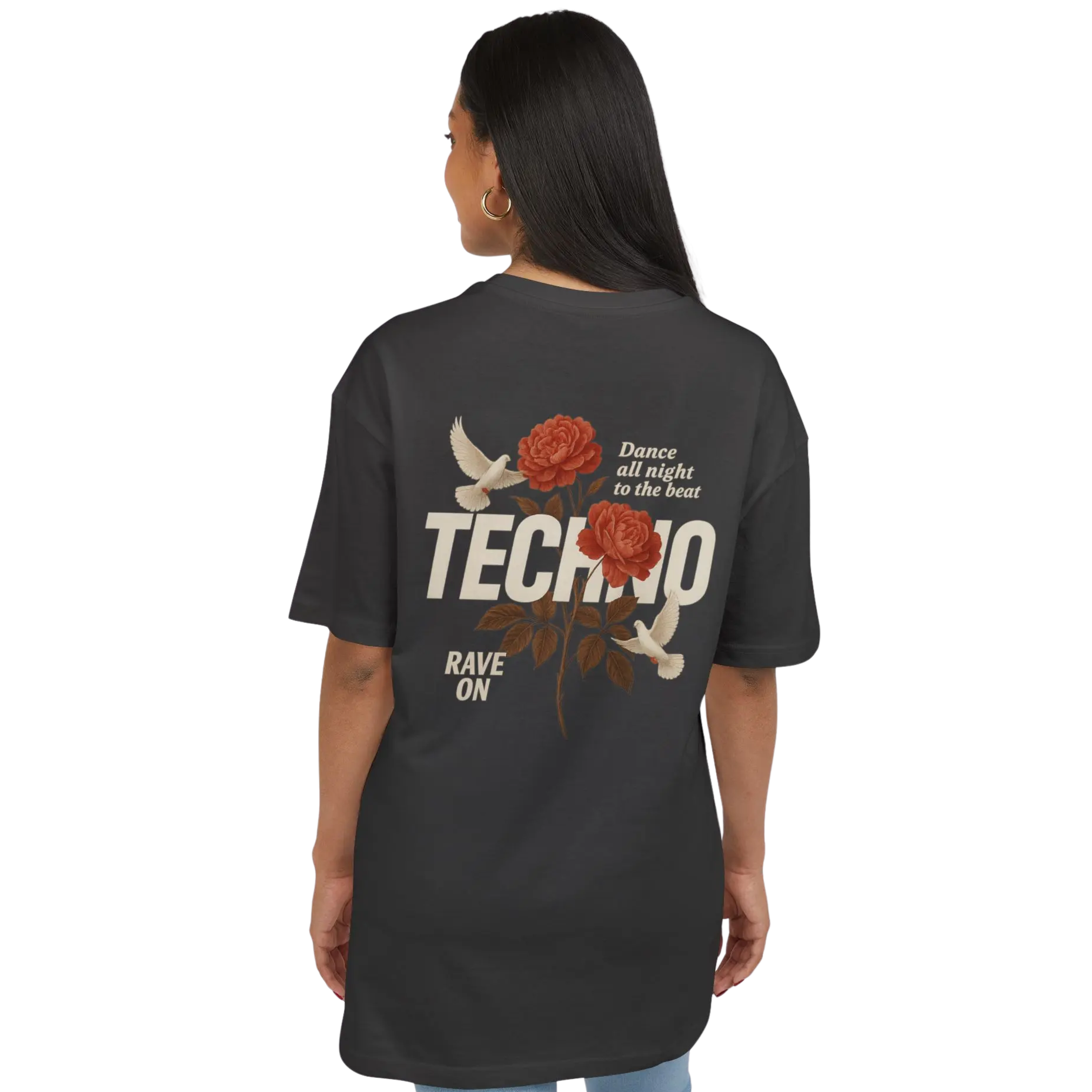 Techno Rose Rave Oversized Shirt