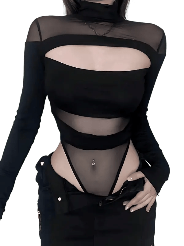 Schwarzer Nebelschleier Bodysuit