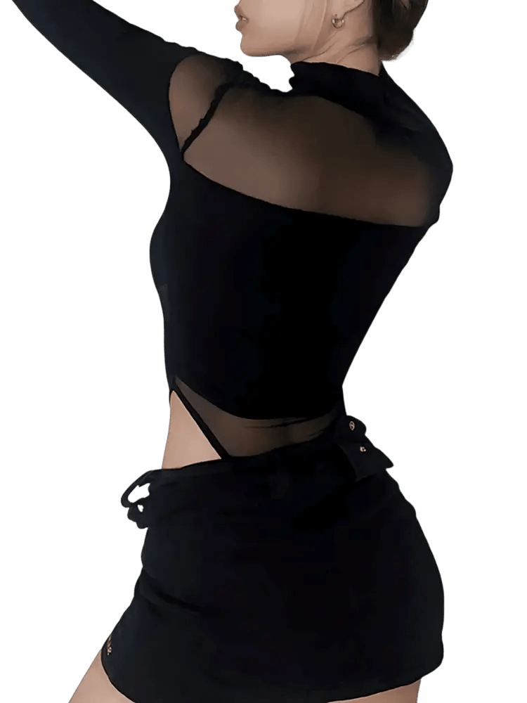 Schwarzer Nebelschleier Bodysuit