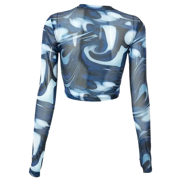 Midnight Waves Mesh Crop Lange Mouw