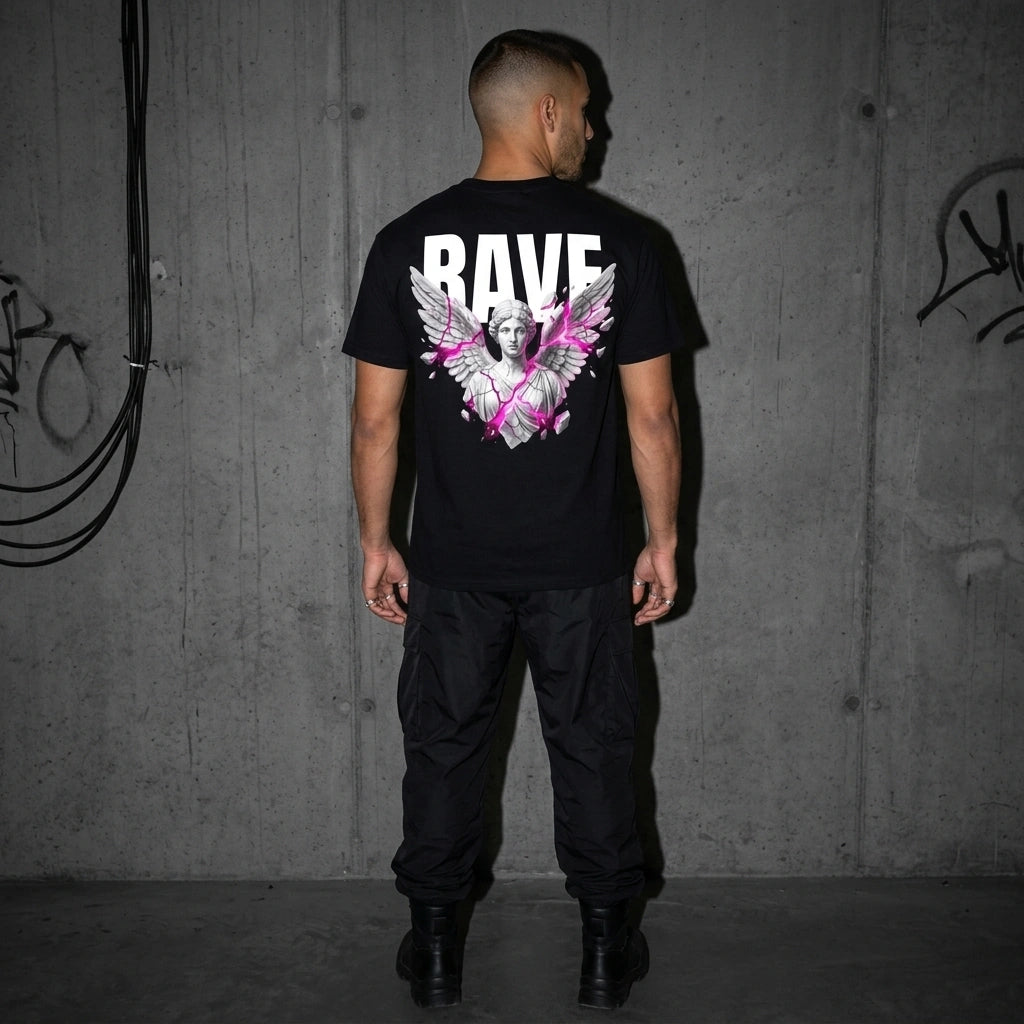 Rave Angel Heavy Cotton T-Shirt - Rückansicht | Techno Essentials