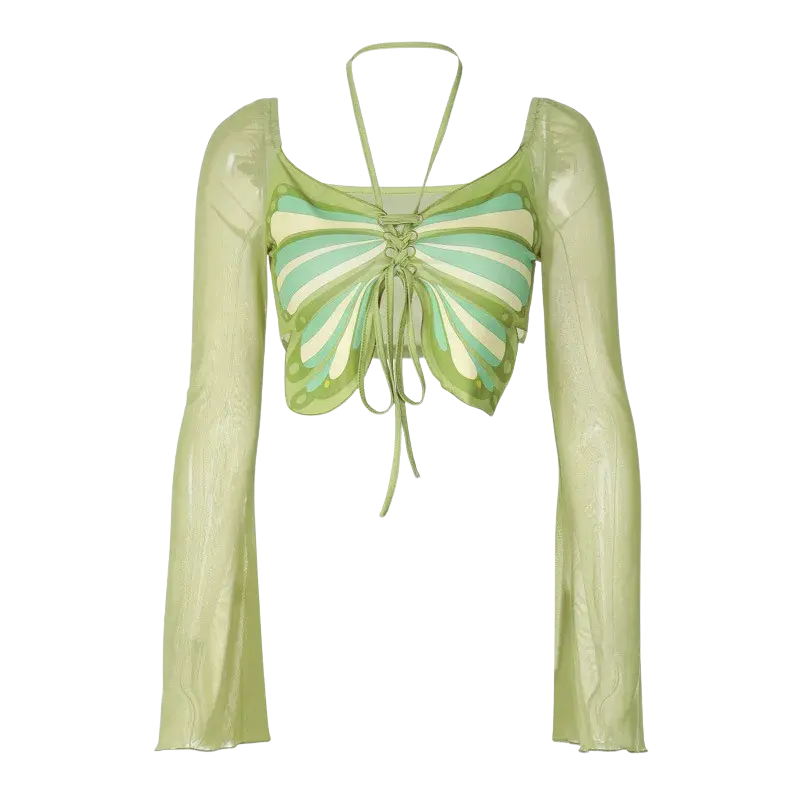 Butterfly Glow Mesh Top
