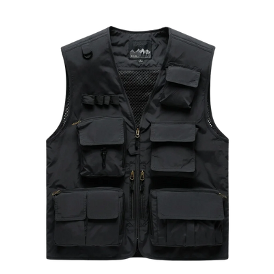 Schwarze Tactical Utility Weste mit Taschen, Techno Rave Style