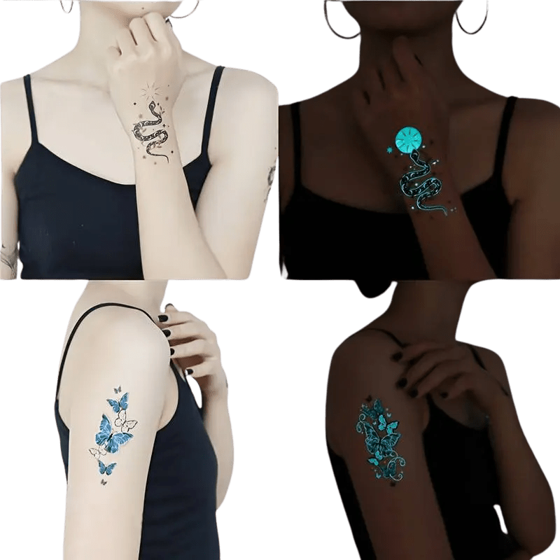 Neon Glow Temporäre UV-Tattoos