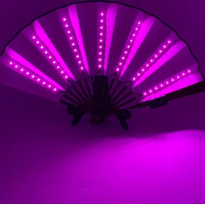 Lichtgevende led-waaier in roze, vooraanzicht