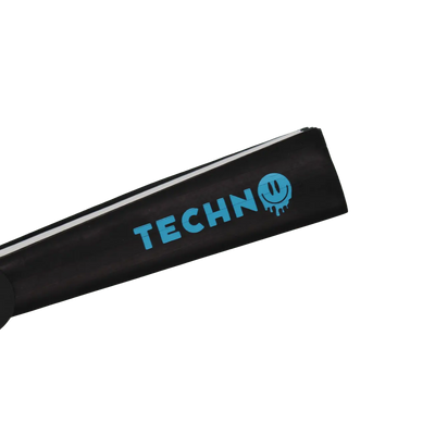 Dichtgeklapte led-waaier met TECHNO-smileyprint, detail
