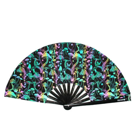 Psyshine Mushroom – reflecterende XXL rave-waaier