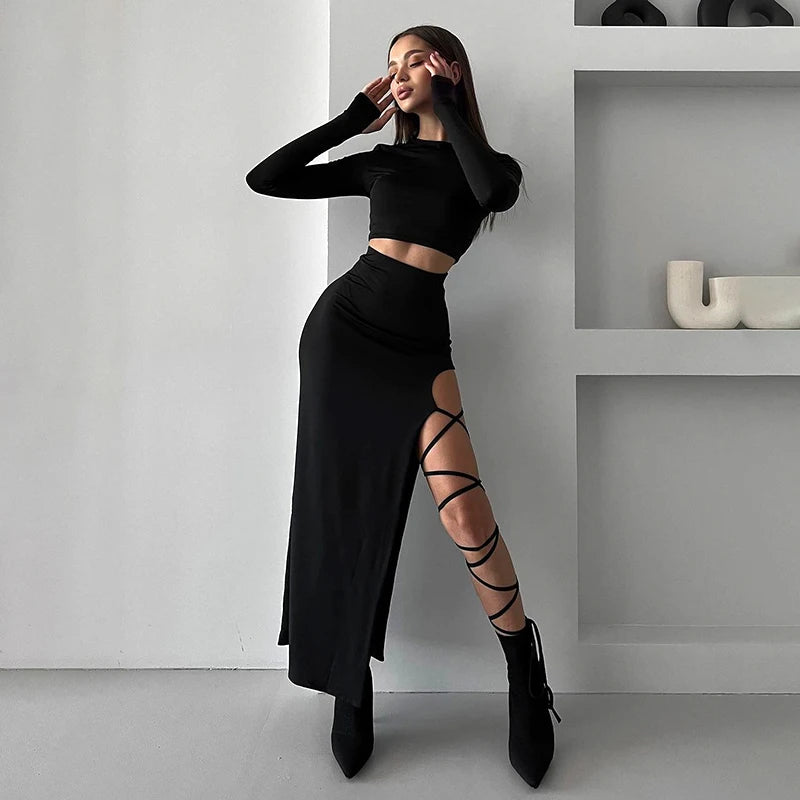Midnight Lace-Up Set