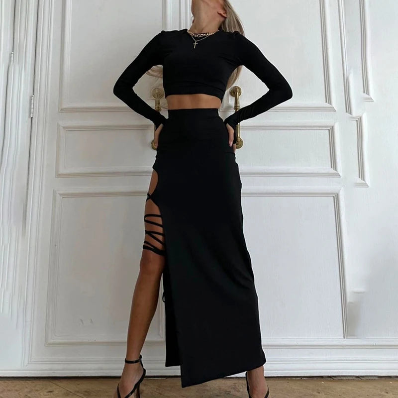 Midnight Lace-Up Set