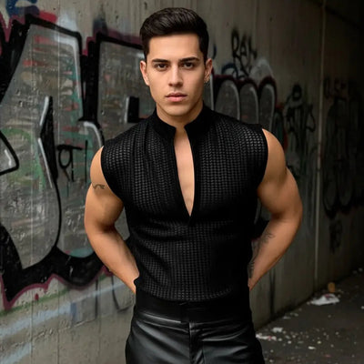 Shadow Grip Tanktop, urbaner Stil, Model vor Graffiti, Festival- und Rave-Mode, schwarz