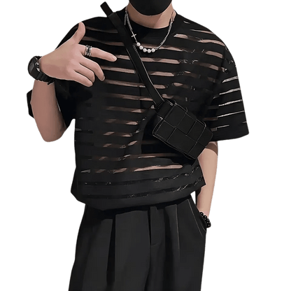 Shadow Veil Herren Shirt mit Transparenten Streifen