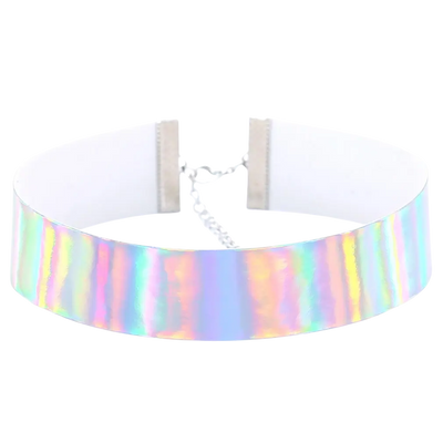 Techno Holo Choker – Schimmernder Look für Festivals und Raves