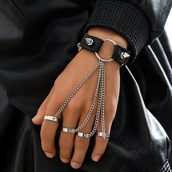 Verstellbares Ring Armband: Unisex Techno Party Schmuck