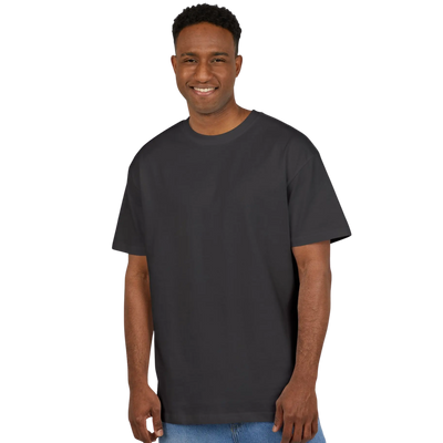 Antracietkleurig Techno Rose oversize shirt bij model, vooraanzicht