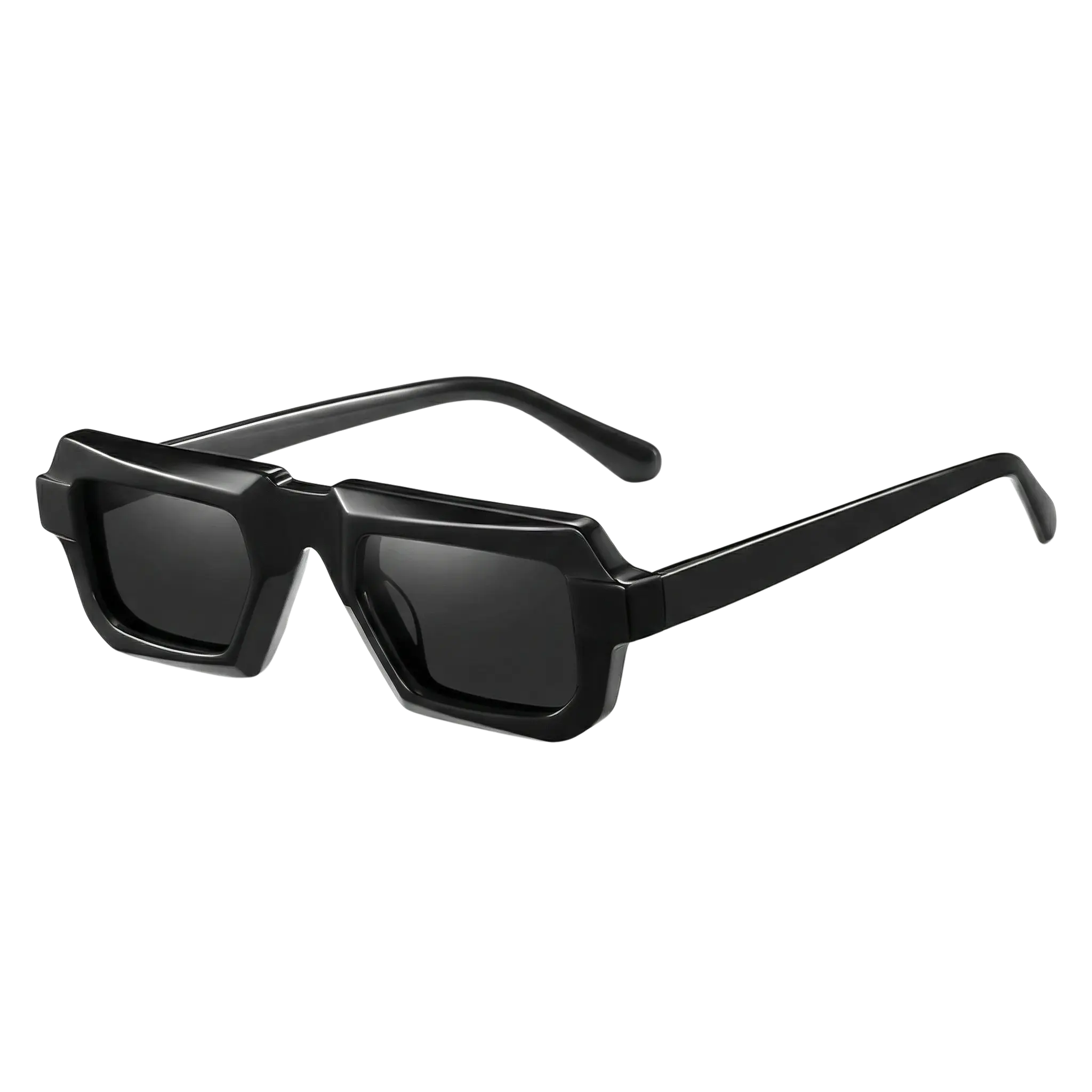 Edge Frame Rave Shades – Schwarze Geometric Techno Brille