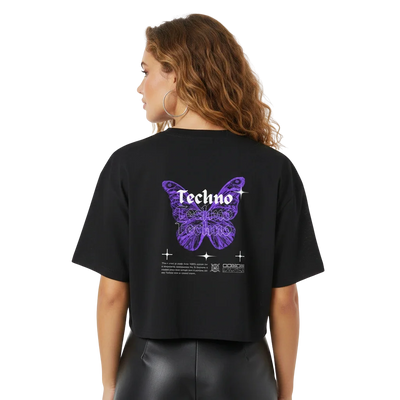 Techno Butterfly Oversize Crop Top