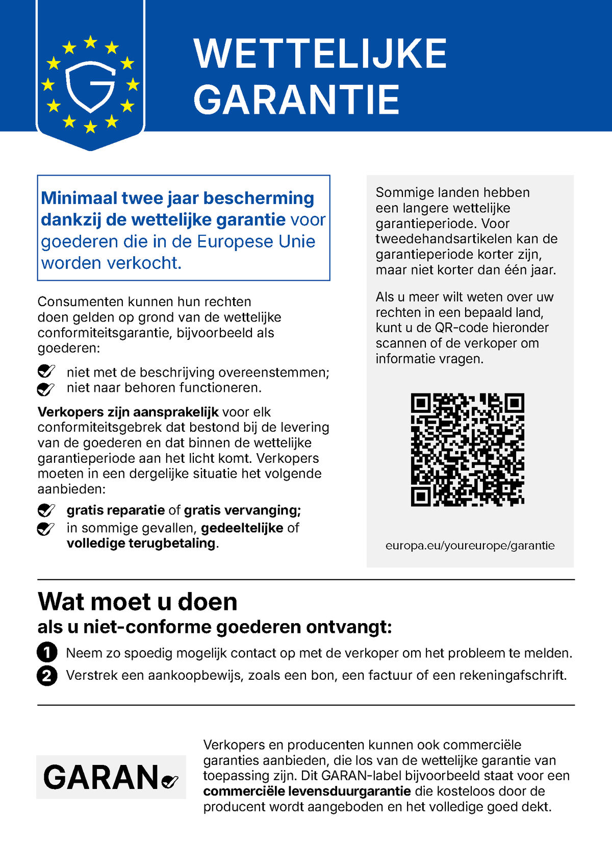 Geharmoniseerde mededeling over de wettelijke garantie (Uitvoeringsverordening (EU) 2025/1960)