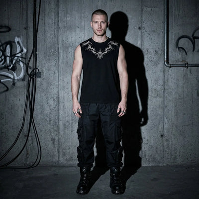 Nightfall tanktop zwart, model voor betonnen muur, clubmode