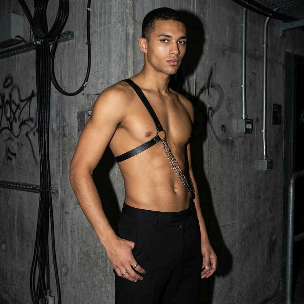 Chain Warrior harnas voor heren - volledige look | Techno Essentials