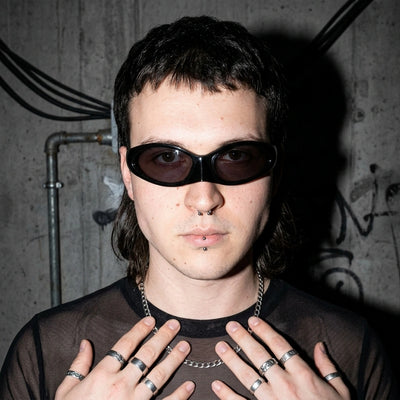 CyberShades Schwarze Rave-Brille - Frontansicht | Techno Essentials