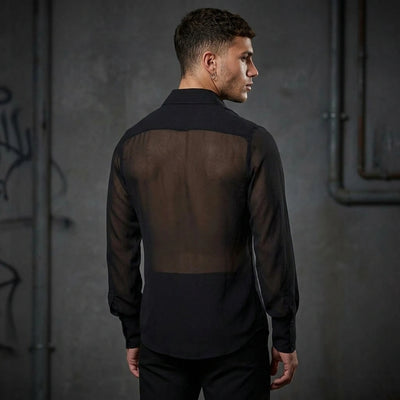 Luchtige elegantie - transparant rave-herenoverhemd - volledige look | Techno Essentials