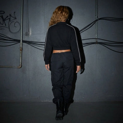 Midnight Pulse Crop Jacke für Raves - Rückansicht | Techno Essentials