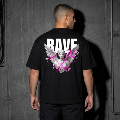 Oversize T-Shirt rave angel v2 - Rückansicht | Techno Essentials