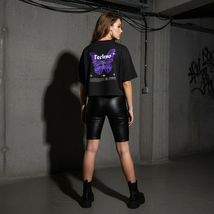 Techno Butterfly Oversize Crop Top - Rückansicht | Techno Essentials