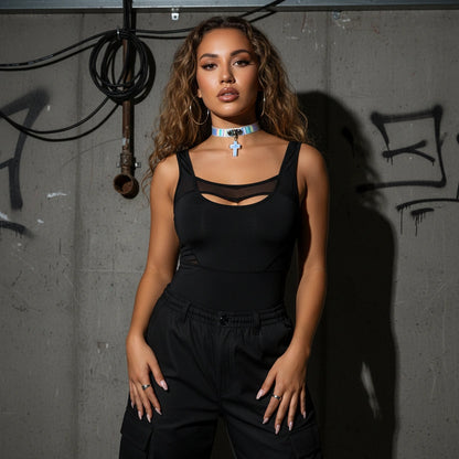 Techno Holo Cross Choker - Rückansicht | Techno Essentials