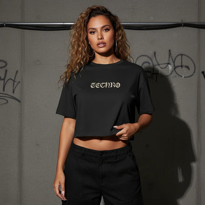 Techno Vibe oversized crop top - vooraanzicht | Techno Essentials