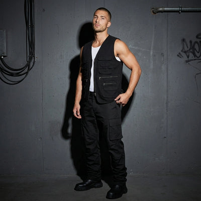 Utility Vibe vest zwart - volledige look | Techno Essentials